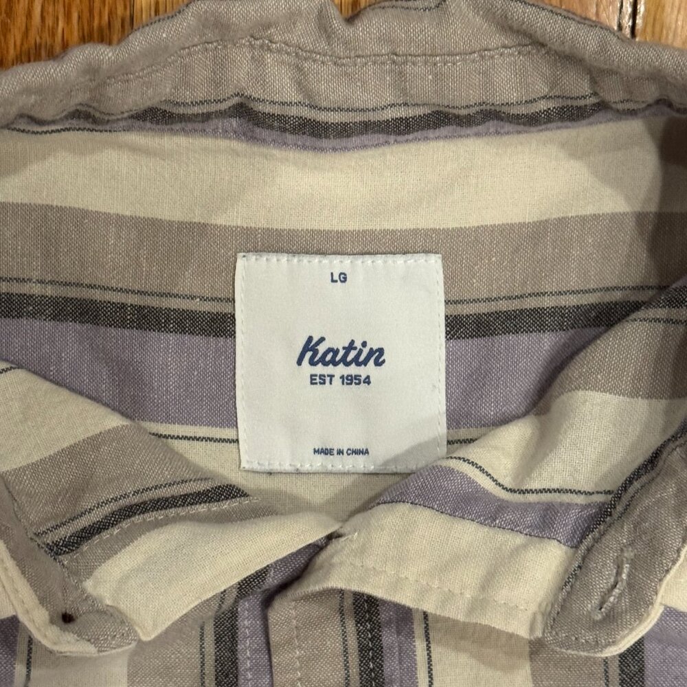 Katin Kenwood Short Sleeve Shirt Kenwood Lavender Linen Shirt Size Large - Picture 5 of 6